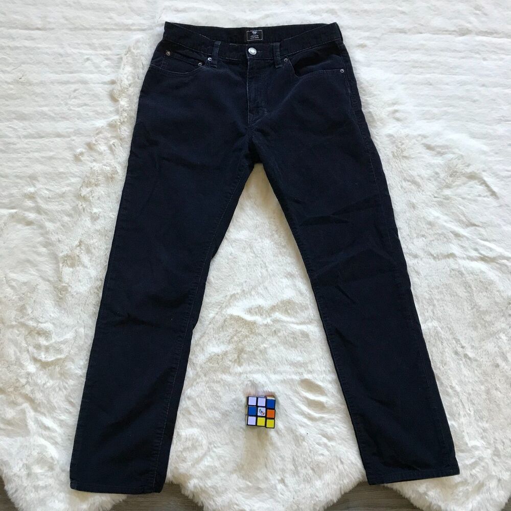 Gap Mens Straight Fit Corduroy Pants Navy Blue 32x32 1969 Est Coupe Droite